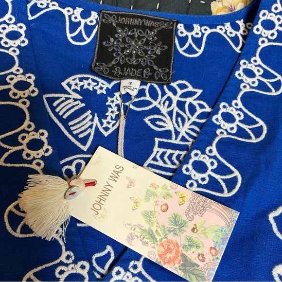 NWT$435 Jade Johnny Was SMALL Barbara Mini Dress Baleine Blue - Picture 10 of 11